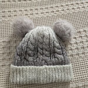 Cozy Gray Knit Pom-Pom Hat for Kids
